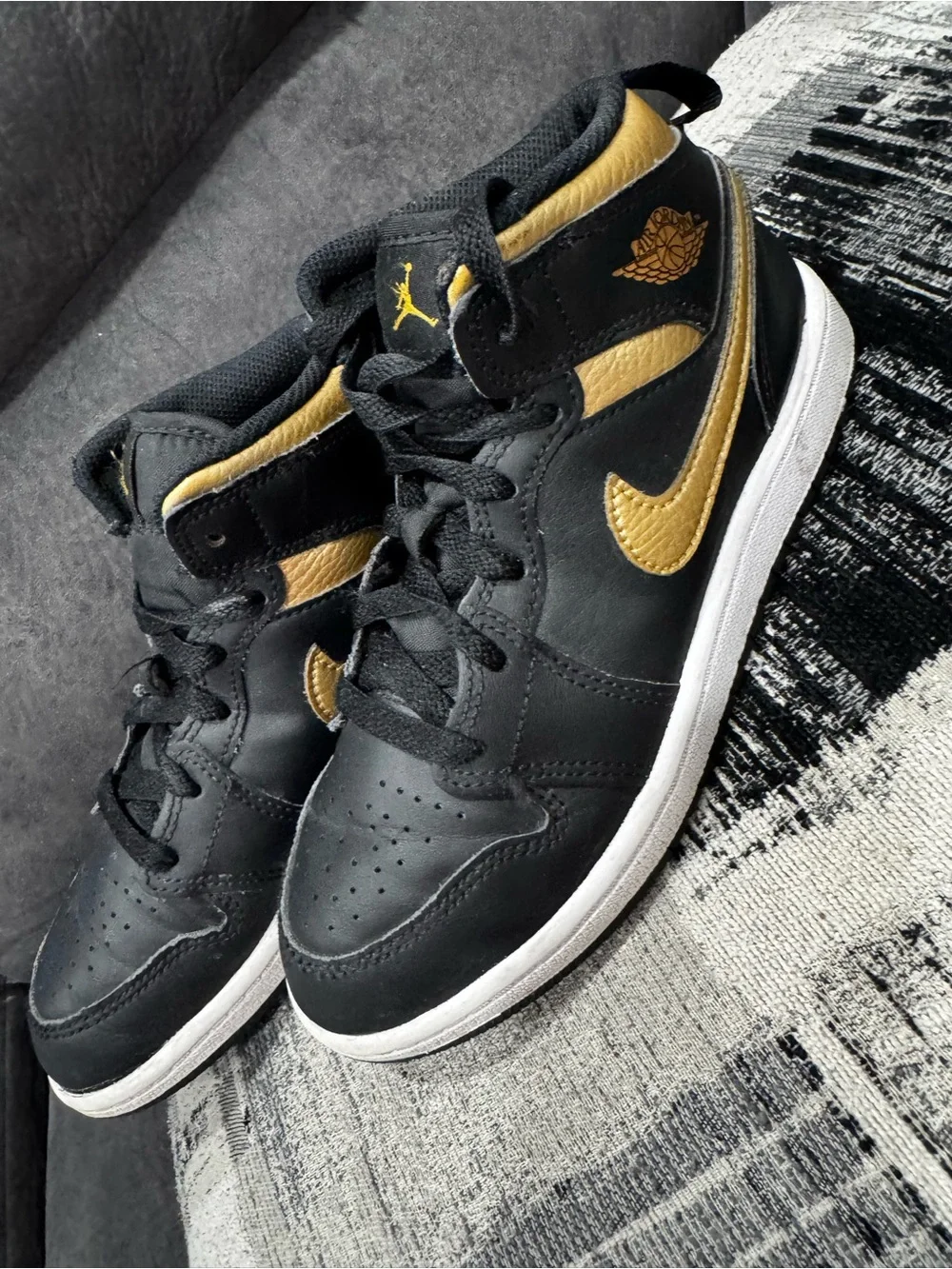 Nike Kids Black and Gold High-Top Sneakers